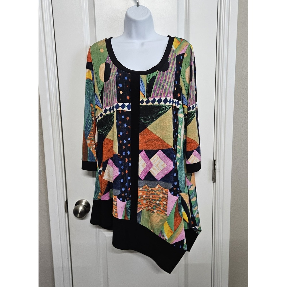 Joseph Ribkoff Abstract Tunic Top Sz 12 Modern Boho